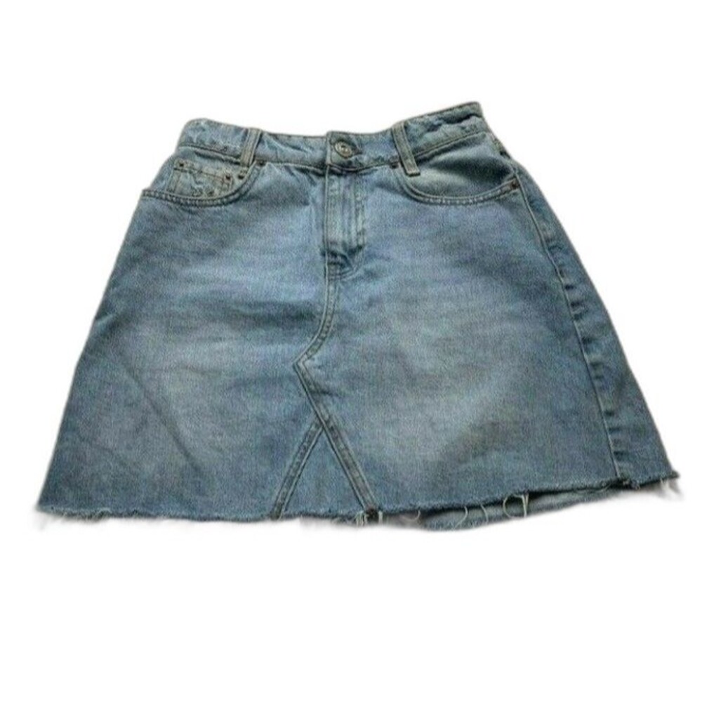 BDG Womens XS Denim Jean Skirt Light Wash Short Raw Hem